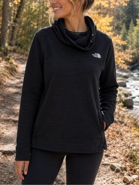 The North Face Women’s Large Black Cowl Neck Fleece Pullover Drawcord Sweatshirt